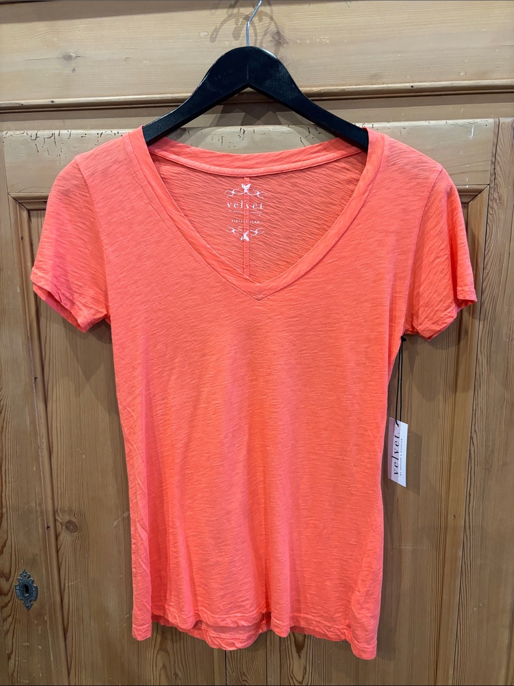 Velvet by Graham & Spencer Neon Coral V-Neck Tee